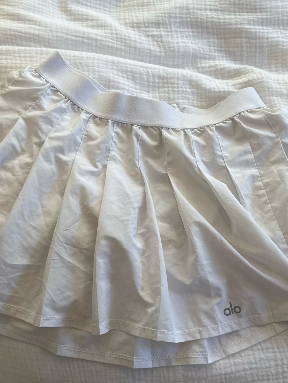 ALO Yoga White Pleated Tennis Skirt